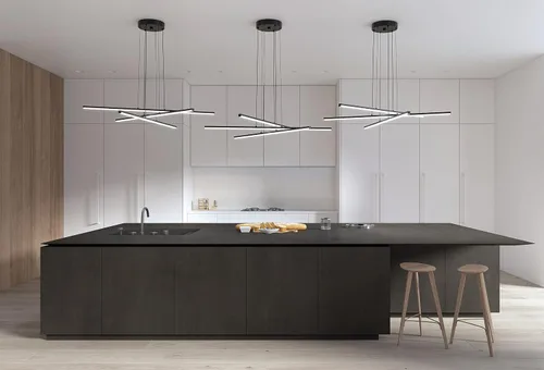 Vista 2 de Sonneman Modern Lighting 2763.25 Stix - Lámpara de araña colgante LED de 3 brazos para isla de cocina, comedor o sala de estar, 3000 K, 3 brazos