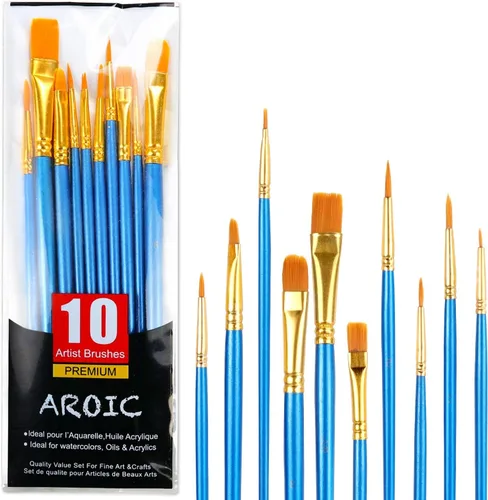 Vista 10 de AROIC Pinceles de Pintura Pequeños al Por Mayor, 110 Piezas de Pinceles de Pelo de Nailon Negro con Juego de Pinceles de Pintura Acrílica de Punta