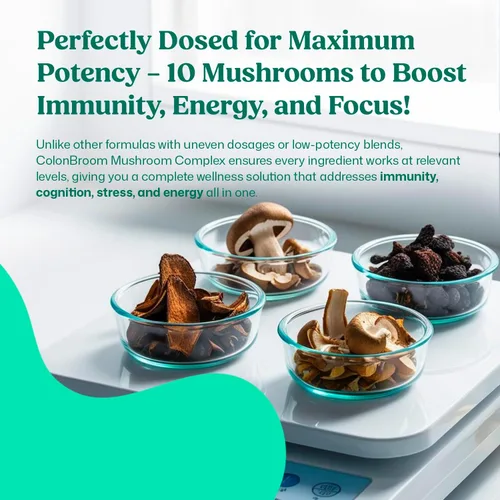 Vista 3 de ColonBroom Suplemento en polvo prémium (fresa, 50 porciones) + complejo de hongos, potente mezcla de hongos con cordyceps, reishi, shiitake