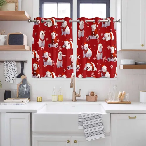 Vista 74 de Libaoge Cortinas de Navidad para cocina, dormitorio, juego de 2 paneles, diseño de muñeco de nieve de Navidad, cortinas de invierno con copos