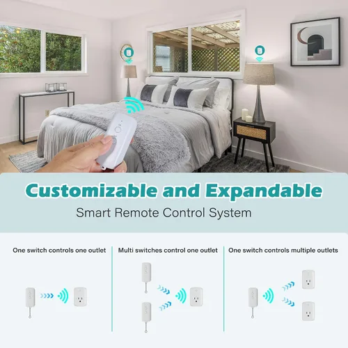 Vista 6 de Kit de interruptor de encendido/apagado de enchufe de control remoto de 80 pies, no necesita WiFi, interruptor de luz de alimentación inalámbrico