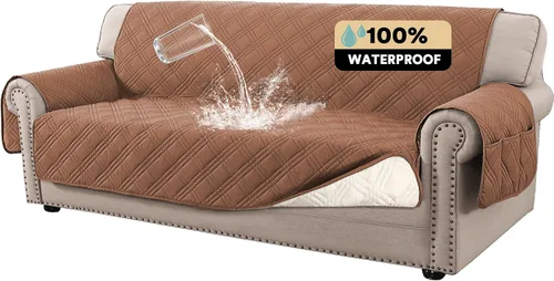 Vista 37 de PrinceDeco Fundas 100% impermeables para sofá biplaza de 2 cojines, fundas impermeables y lavables para sofá con bolsillo lateral, protector
