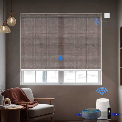 Vista 9 de Persiana enrollable motorizada de filtrado de luz funciona con HomeKit, Alexa, Google, persianas inteligentes 50% opacas para ventanas con motor