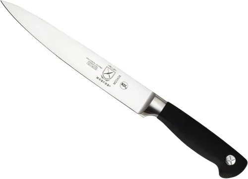 Vista 26 de Cuchillo para carne forjado Mercer Culinary Genesis de 10 pulgadas, Cuchillo rígido, forjado para deshuesar, 15,24 cm, 6", Acero/negro