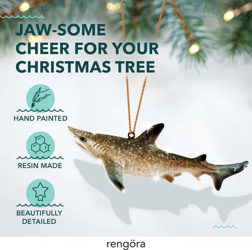 Vista 3 de Adorno de Navidad pintado a mano para playa – Decoración costera para árbol para amantes del océano – Adorno náutico único para árbol de Navidad