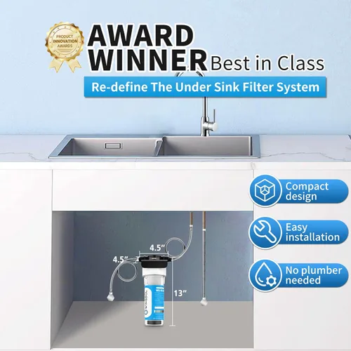 Vista 5 de WINGSOL WINGSOL Filtro de agua alcalina para debajo del fregadero, mejora el pH y el sabor, función 5-en-1 reduce metales pesados, cloro, PFAS