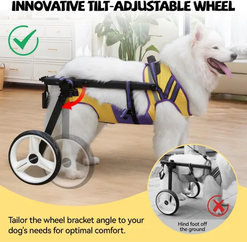 Vista 5 de Silla de ruedas para perros para patas traseras, grande, pequeña, silla de ruedas para perros, carritos ajustables para perros con ruedas para patas