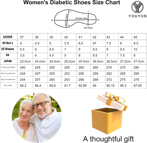 Vista 4 de youyun Zapatos para diabéticos para mujer de ancho X-ancho para mujeres mayores, cierre ajustable, transpirables, ligeros, antideslizantes para pies