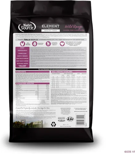 Vista 9 de NutriSource Element Series Wild Range - Alimento seco para perros, pollo, cerdo y bisonte, 12 libras
