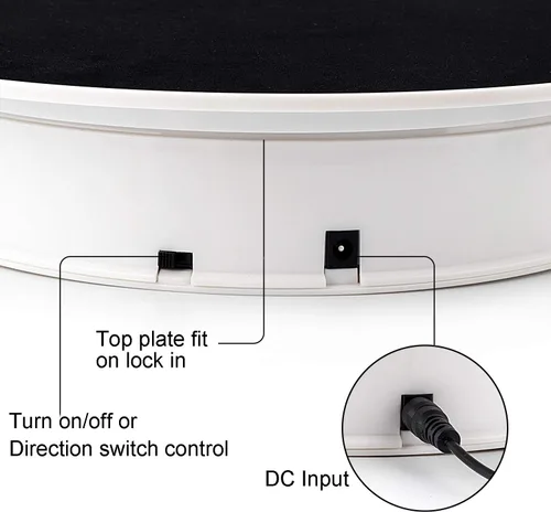 Vista 2 de leadleds 10-in LED giratoria Turntable Display Stand, Ideal Para Joyas Modelo Souvenir coleccionable Xmas, Negro