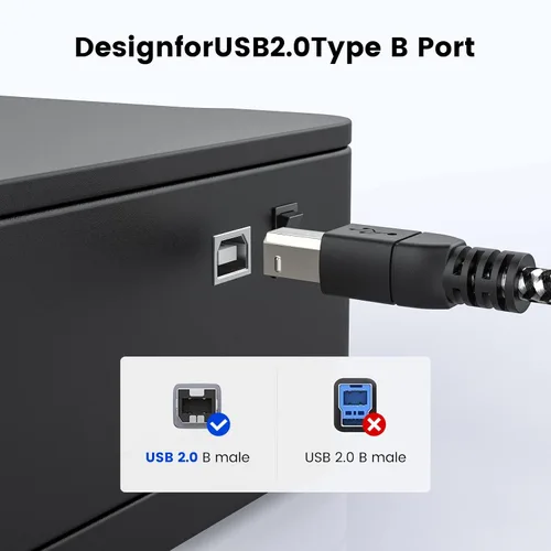 Vista 6 de MOSWAG Cable tipo C a USB B de 3.28 pies, cable de nailon trenzado USB C Midi cable escáner con conector de metal compatible con AiO, HP, Canon