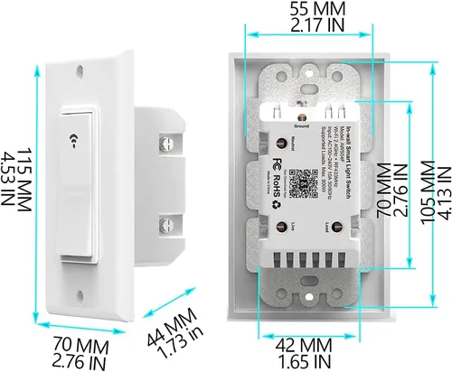 Vista 12 de Interruptor inteligente con aplicación y control remoto, interruptor de luz Alexa de un solo polo, interruptor de pared con temporizador Wi-Fi