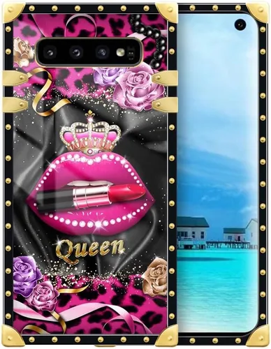 Vista 108 de Funda compatible con Samsung Galaxy S10 4G, TPU suave de lujo y parte trasera de policarbonato duro para niñas y mujeres, funda protectora a prueba