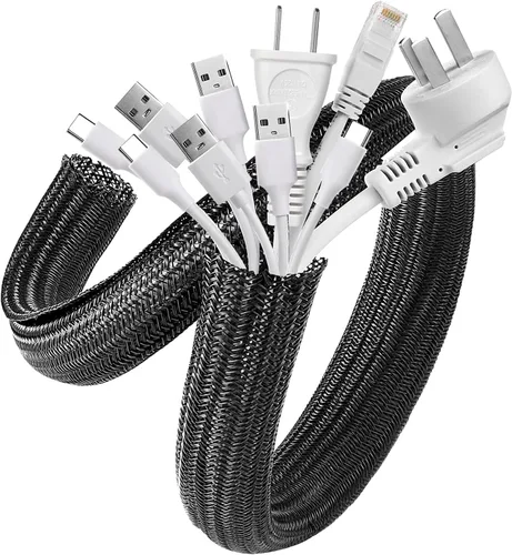 Vista 8 de AGPTEK Cable Sleeve, 10ft - 1 inch Cable Management Cord Hider, Black Negro
