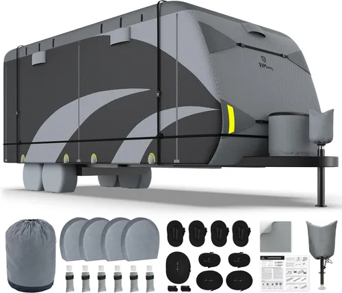 Vista 18 de RVMasking - Funda para remolque de RV de 18 a 20 pies, funda de 7 capas extra gruesa para cámper impermeable y resistente al viento