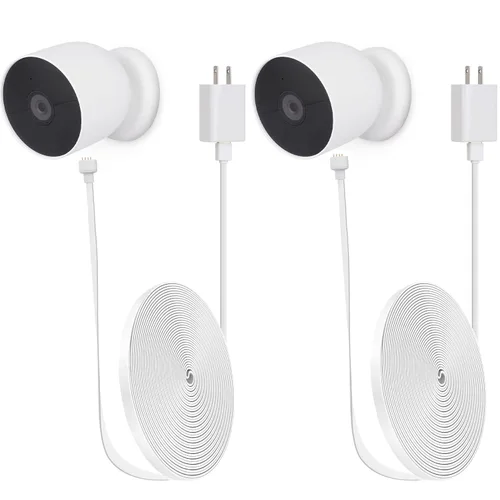 Vista 8 de iTODOS Cable de carga resistente a la intemperie de 10 pies/3m para Google Nest Cam al aire libre o interior, batería - Cable de alimentación