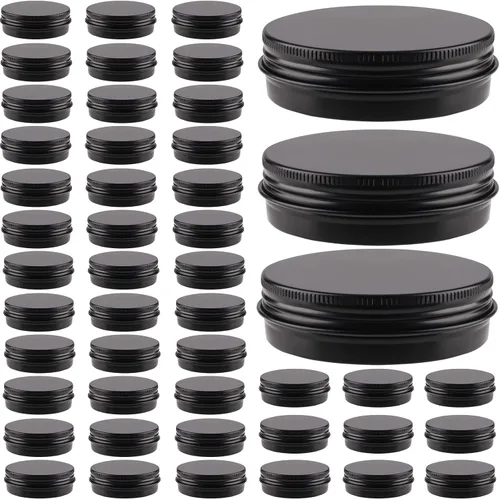 Vista 7 de OBKJJ 48 latas redondas de aluminio con tapa, latas de metal de 2 onzas, recipientes para velas de alimentos con tapas de rosca para manualidades