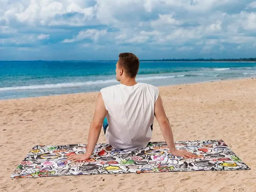 Vista 3 de Toallas de playa de microfibra: secado rápido, sin arena, compactas, absorbentes y perfectas para viajes, de gran tamaño, ligeras y de secado rápido