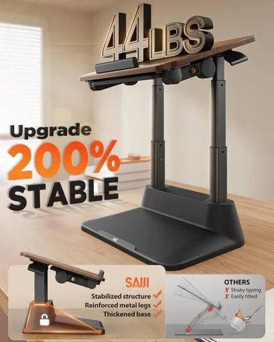 Vista 3 de SAIJI Soporte para computadora portátil para escritorio, elevador estable para laptop con alfombrilla de mouse plegable, soporte de computadora