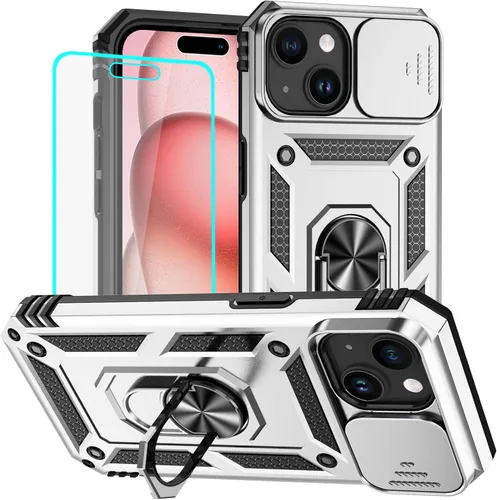 Vista 46 de HNHYGETE Funda para iPhone 12 Pro Max con protector de pantalla: [grado militar de 20 pies probada en caídas] Funda protectora para cámara Negro