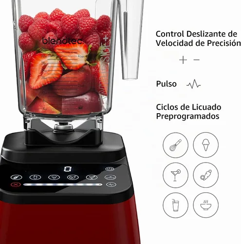 Vista 5 de Blendtec Designer Series - Licuadora con tarro WildSide+ de 90 onzas y botella de viaje GO de 34 onzas, paquete de licuadora de cocina, color rojo