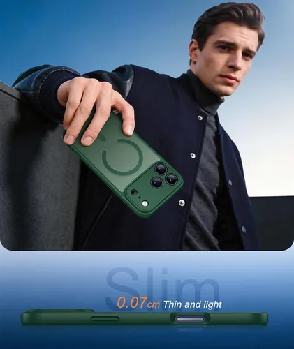 Vista 145 de FNTCASE Funda para iPhone 17 Pro: Fundas delgadas translúcidas de color azul claro compatibles con MagSafe, protección completa de la cámara