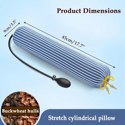 Vista 7 de Adjustable Cervical Roll Pillow, Buckwheat Hulls Neck Pillow, Orthopedic Bed Pillow, for Back, Neck, Shoulders Pain Relief,Blue and White Stripes