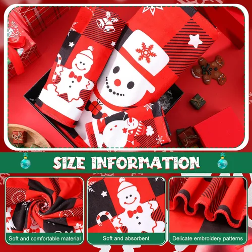 Vista 3 de Buryeah Juego de 6 Piezas de Toallas de Baño de Navidad 2 Toallas de Baño Rojas Suave con Diseño de Buffalo Plaid 2 Toallas Cuadradas Decorativas 2