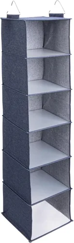 Vista 11 de Household Essentials Organizador de armario colgante de 6 estantes, estante colgante de armario, estantería de tela de lino y PEVA, beige