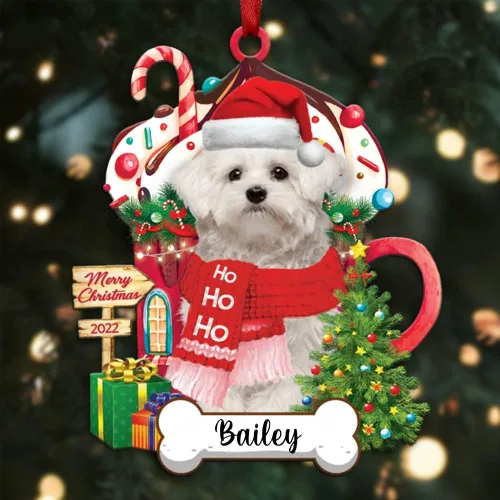 Vista 74 de Amantes de los perros de Navidad – Navidad de perros disponibles para muchos perros Shi Tzu – Adorno con forma personalizada, adorno de Navidad