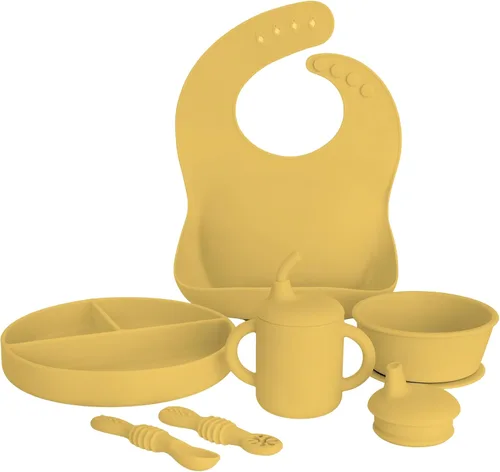 Vista 9 de Little Loon Baby Juego de iniciación Led Weaning - Kit completo de alimentación de silicona para más de 6 meses - Platos para bebés, baberos