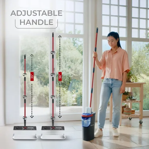 Vista 7 de O-Cedar H2prO Sistema de trapeador plano Herramienta de limpieza rápida Limpia con agua limpia Mopa de microfibra reutilizable y lavable a