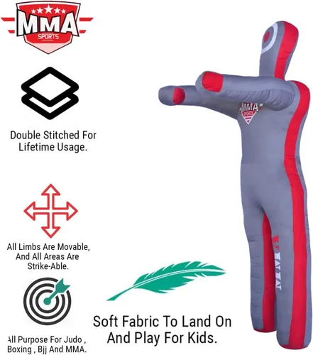 Vista 7 de MMA Deportes Brasileño JIU Jitsu Grappling Sumisión Lanzamiento Maniquí Punzonado Bolsa Pesada Kick Boxing Dummies SIN LLENAR Gris