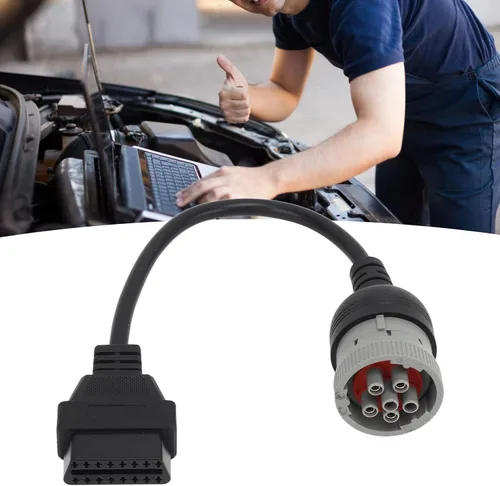 Vista 2 de Cable adaptador OBD1 a OBD2 de 6 pines a 16 pines para camión resistente J1708, cable adaptador de diagnóstico Cable convertidor de escáner