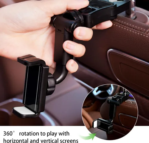 Vista 3 de BESULEN Soporte para teléfono para espejo retrovisor de automóvil, soporte de teléfono giratorio de 360°, soporte de teléfono ajustable Negro /Gris