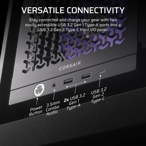 Vista 8 de CORSAIR Carcasa para PC ATX de torre media modular 4000D RS ARGB Frame - Alto flujo de aire, 3 ventiladores RS ARGB preinstalados, sistema de Negro