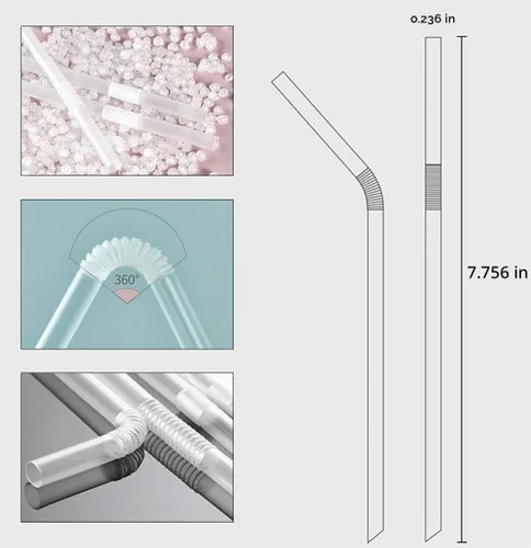Vista 2 de ALINK Paquete de 100 pajitas flexibles transparentes para beber, pajitas flexibles de plástico desechables, 7.75 x 0.23 pulgadas