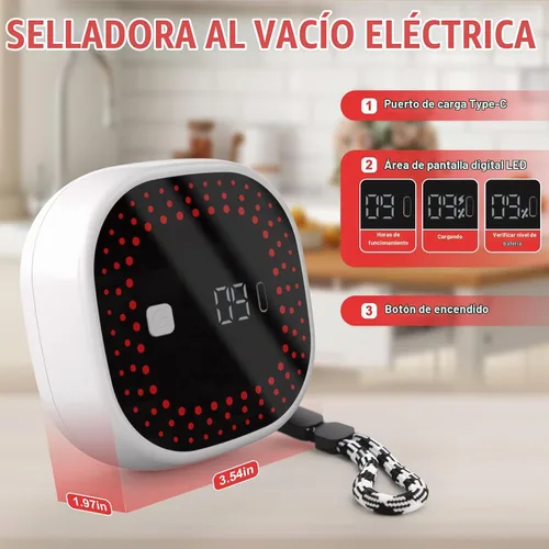 Vista 7 de Kit de sellado al vacío eléctrico Mason – Parada automática con pantalla digital, succión ultra fuerte de 60 kPa para boca ancha/regular, conserva