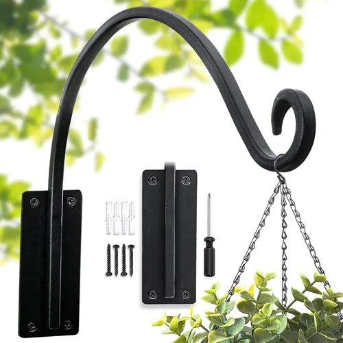 Vista 18 de Lifyzoon Soporte para colgar plantas de alta resistencia (8 pulgadas/negro) Soporte para plantas colgantes forjado a mano para exteriores, duradero