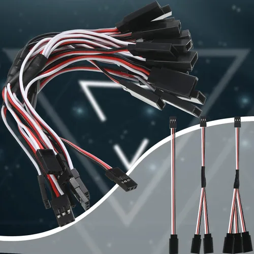 Vista 6 de Eccliy Cable de extensión servo de 15 piezas, conector Y de 3 pines, divisor de enchufe macho a hembra, servo adaptador de extensión compatible