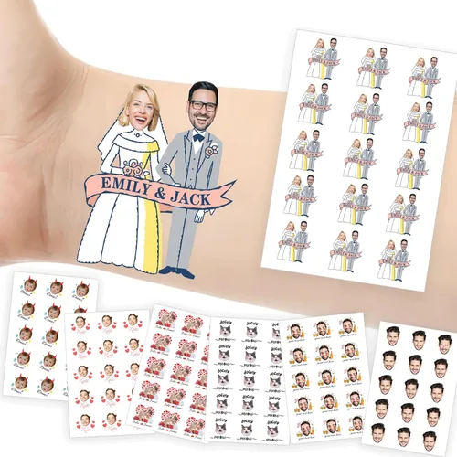 Vista 11 de Tatuajes temporales personalizados con foto y nombre, logotipo personalizado para adultos, niños, mujeres, hombres, regalo de boda, cumpleaños
