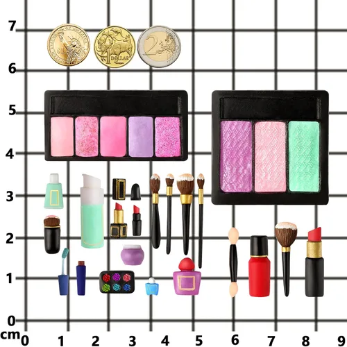 Vista 5 de Herramientas de maquillaje pequeñas de silicona para fondant, juego de pincel, lápiz labial, colorete en polvo, paleta de sombra de ojos 23