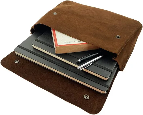 Vista 2 de Hide & Drink, Carpeta de cuero vintage, soporte para documentos, estuche para archivos, cartera de documentos y carpeta sin tirantes, bolsa de mano