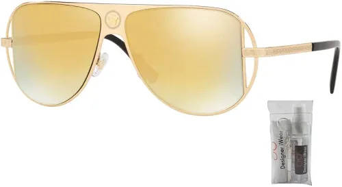 Vista 2 de Versace VE2212 Pilot Sunglasses for Men BUNDLE With Designer iWear Complimentary Eyewear Kit