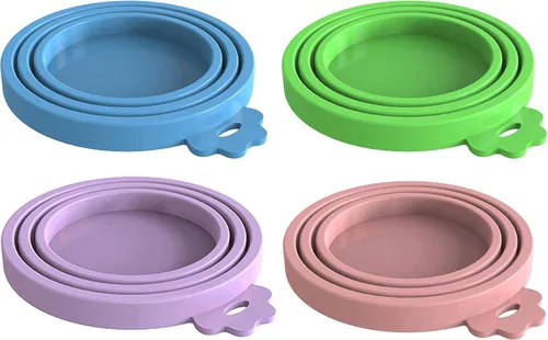 Vista 3 de WANBAO Paquete de 4 tapas de silicona para latas de comida para mascotas, para 3 latas de comida de tamaño estándar para latas de comida