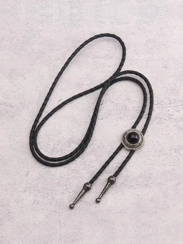 Vista 279 de Jeilwiy Corbata de bolo para hombre, corbata de vaquero occidental, collar de corbata de bolo dorado, corbata de cuero, corbata de Halloween