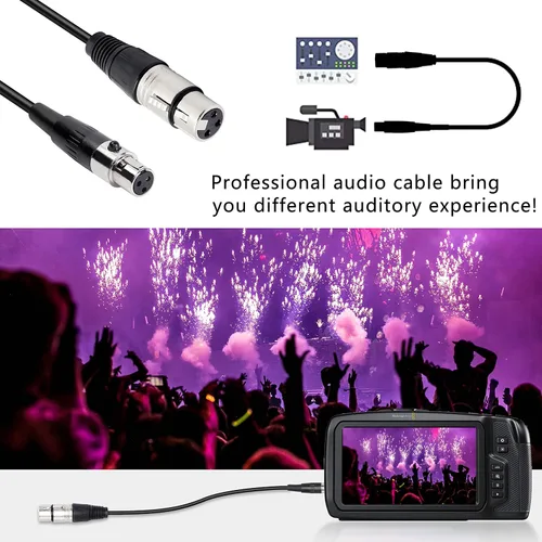 Vista 6 de XMSJSIY Adaptador de cable de audio XLR a XLR - Cable de micrófono de 3 pines a mini cable de micrófono de 3 pines para micrófono y cámara Lavalier
