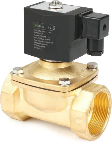 Vista 18 de U.S. Solid Válvula solenoide de latón de 1/2" -110V 120V AC, normalmente cerrada, válvula eléctrica de 10 bar para agua, aire, diesel