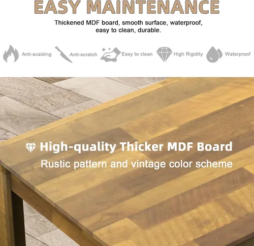 Vista 12 de 71" Kitchen Dining Table for 6-8, Farmhouse Wood Rectangular Dinner Table