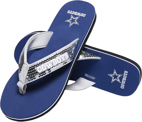 Vista 40 de FOCO Womens NFL Team Logo Sequin Strap Sandals Flip Flops
